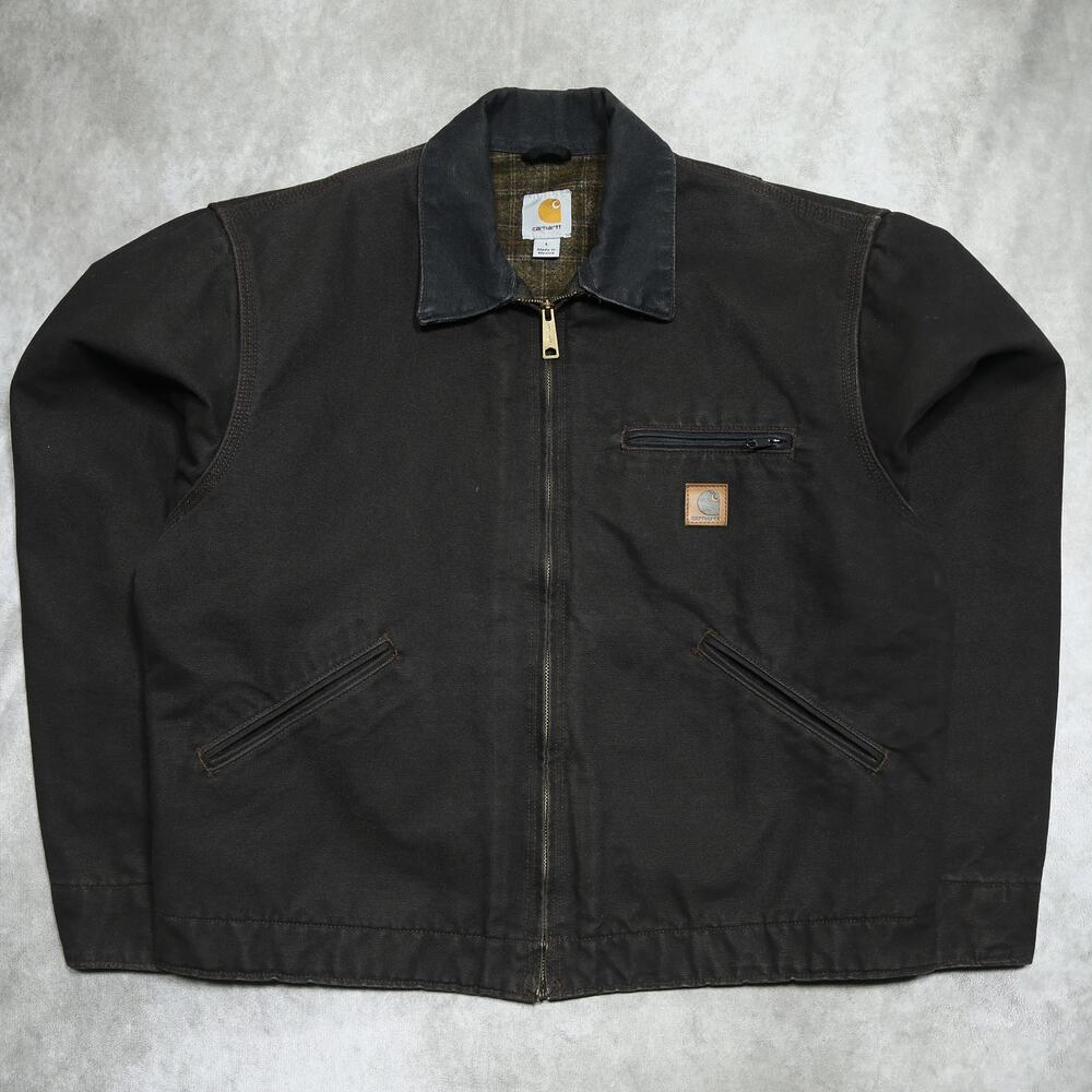 Vintage Carhartt J97 DKB Dark Brown Detroit Jacket Size Large